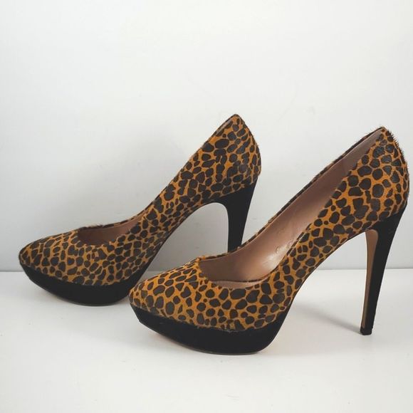Vince Camuto~Horse Hair Ritz Cheeta Print Platform Pumps~Size 10B. S829 - Picture 3 of 8